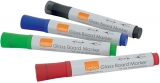 Marker pentru table si flipcharturi din sticla, varf rotund 3 mm, standard, 4 buc/cutie, diverse culori NOBO